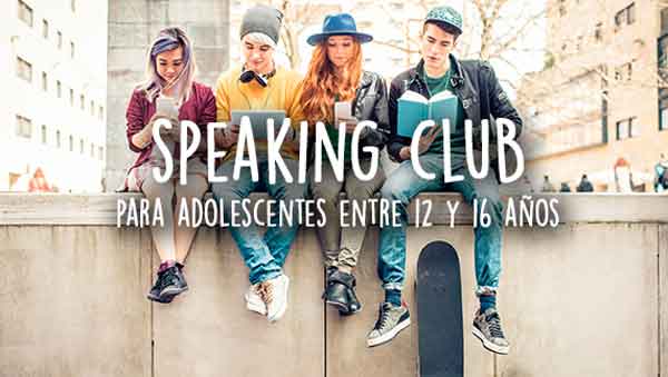 Varios adolescentes en el cartel del Speaking club para adolescentes del Centro de Idiomas de la ULE